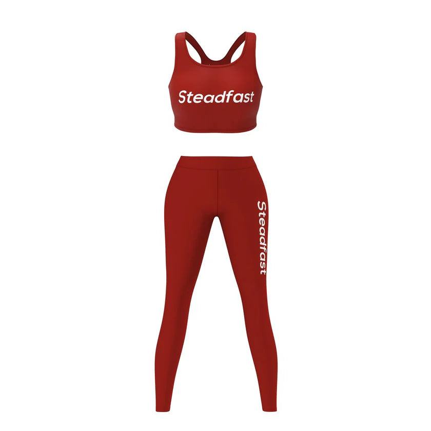 Steadfast Maroon Crop Top Leggings Set